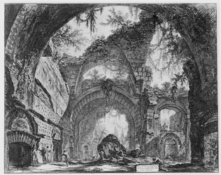 Galerie en ruine de la villa Adriana à Tivoli